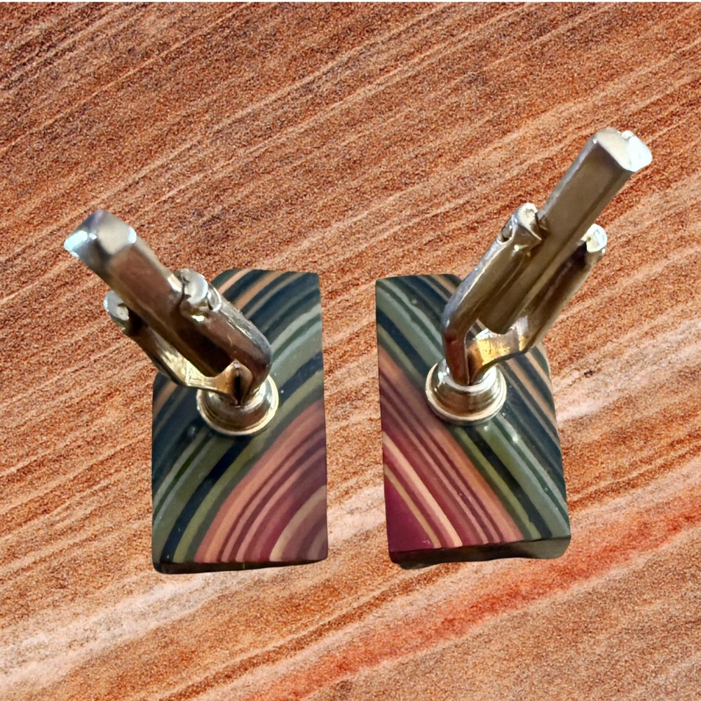 Striped Rectangular Cufflinks